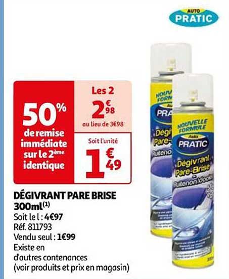 dégivrant pare brise 300 ml auto pratic