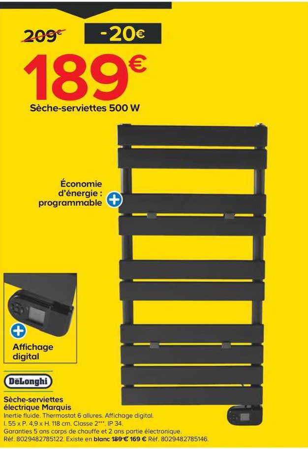 delonghi sèche-serviettes électriques marquis