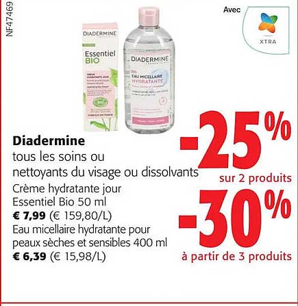 diadermine tous les soins ou nettoyants du visage ou dissolvants