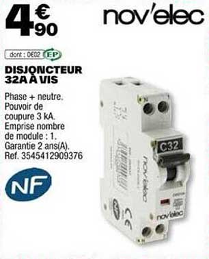 disjoncteur 32a à vis nov'elec