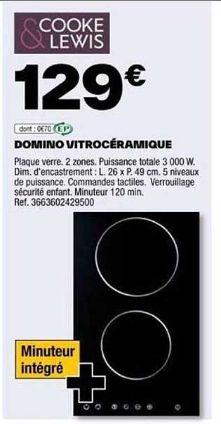 domino vitrocéramique cooke&lewis