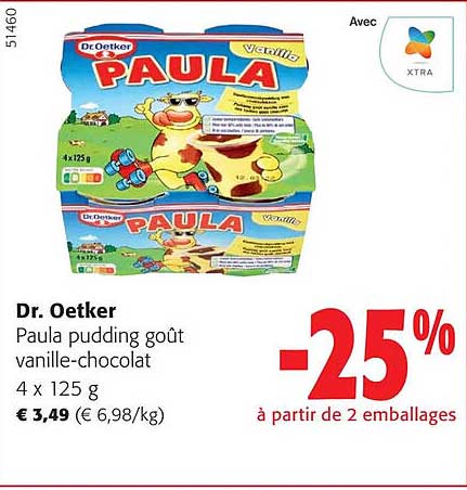 dr. oetker paula pudding goût vanille-chocolat