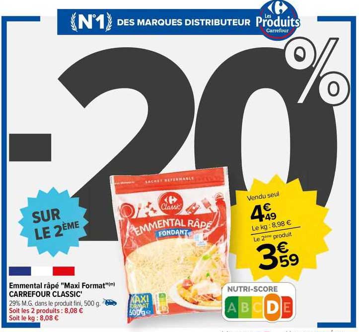 emmental râpé "maxi format" carrefour classic