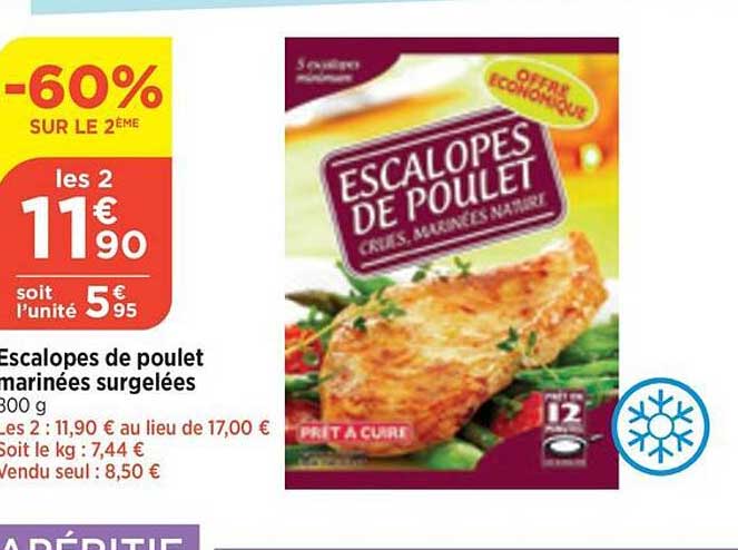 Escalopes De Poulet Marinées Surgelées