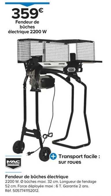 fendeur de bûches électrique 2200 w mac allister