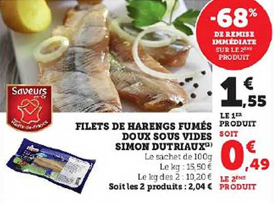 filets de harengs fumés doux sous vides simon dutriaux