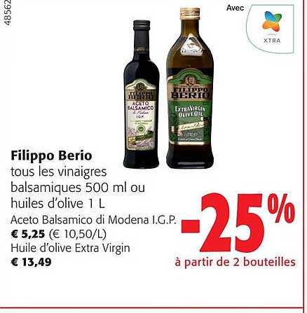 filippo berio les vinaigres balsamiques ou huiles d'olive