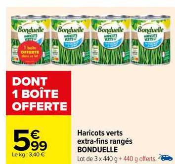 haricots verts extra-fins rangés bonduelle