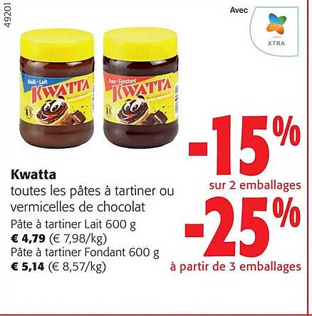 Kwatta Toutes Les Pâtes à Tartiner Ou Vermicelles De Chocolat