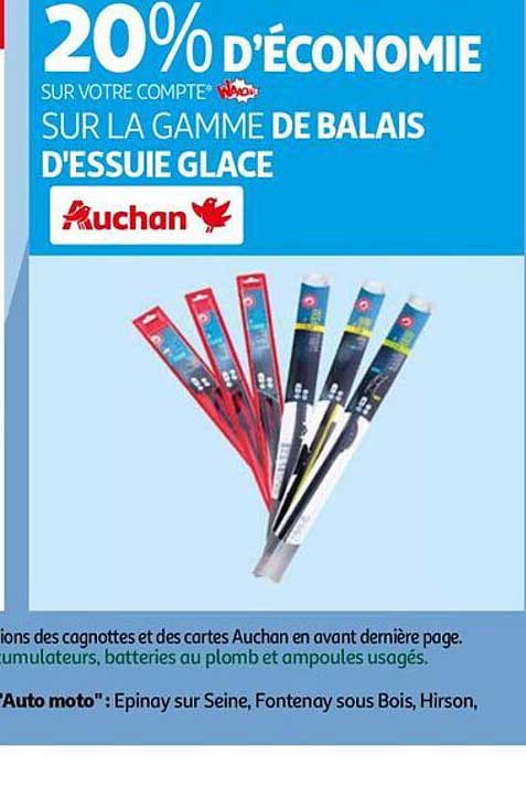 la gamme de balais d'essuie glace auchan