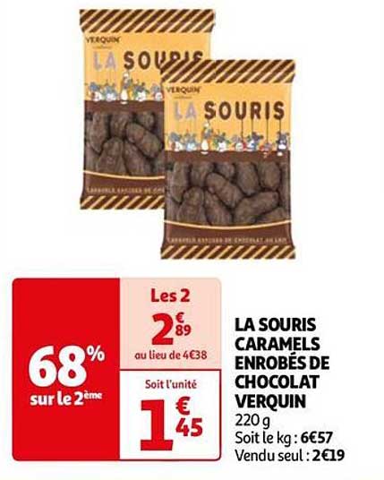 la souris caramels enrobés de chocolat verquin