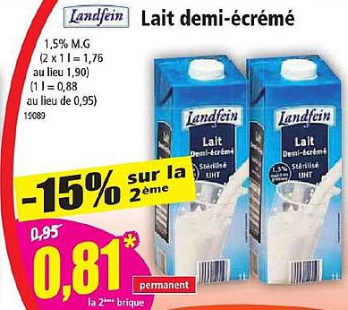 lait demi-écrémé landfein