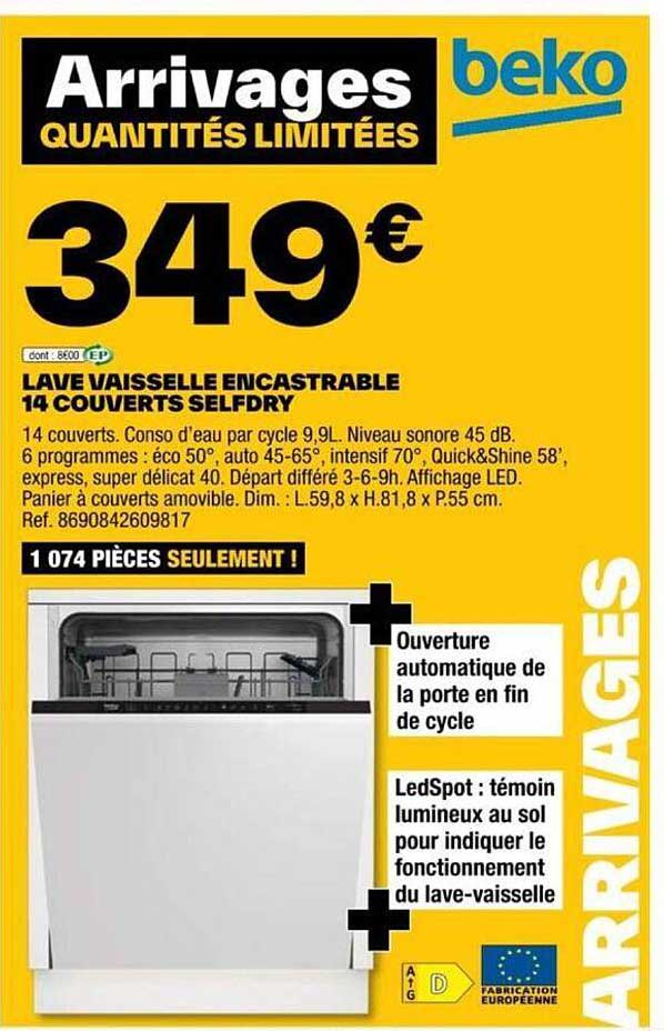 lave vaisselle encastrable 14 couverts selfdry