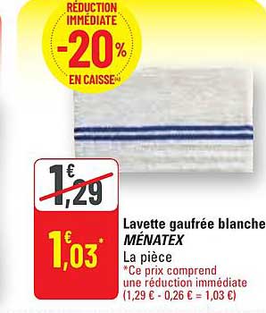 lavette gaufrée blanche ménatex