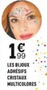les bijou adhésifs cristaux multicolores