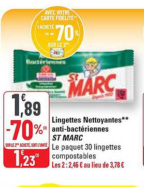 lingettes nettoyantes anti-bactériennes st marc