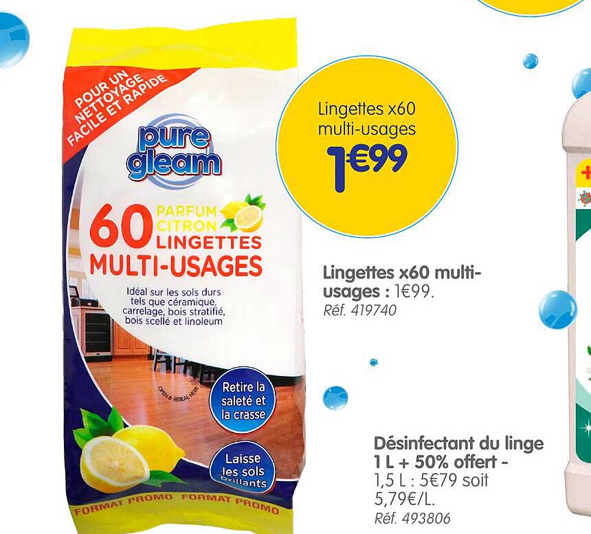 lingettes x60 multi-usages