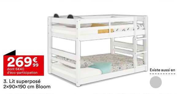 lit superposé 2x90x190 cm bloom