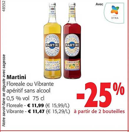 martini floreale ou vibrante apéritif sans alcool 0,5% vol