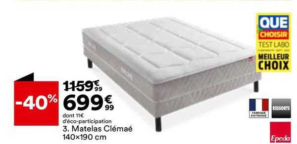 Matelas Clémaé 140x190 Cm Epeda