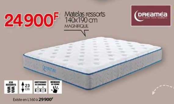 matelas ressorts 140x190 cm magnifique dreaméa