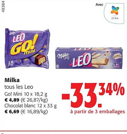 Milka Les Léo Go ! Mini, Chocolat Blanc