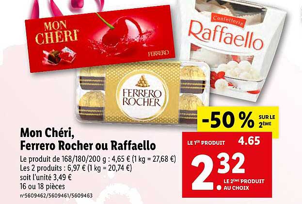 mon chéri, ferrero rocher ou raffaello