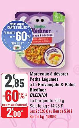 morceaux à dévorer petits légumes à la provençale & pâtes blédîner blédina