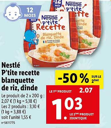 nestlé p'tite recette blanquette de riz, dinde
