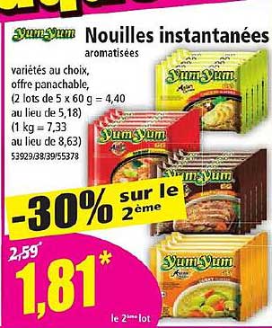 nouilles instantanées aromatisées yum yum