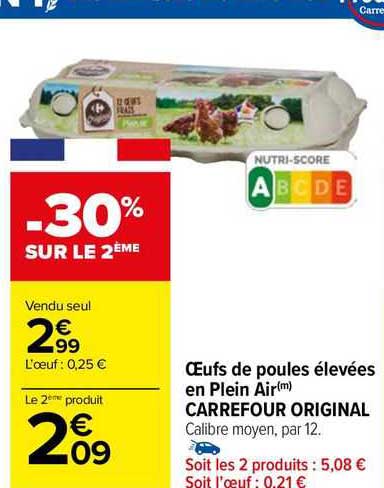 ouefs de poules élevées en plein air carrefour original