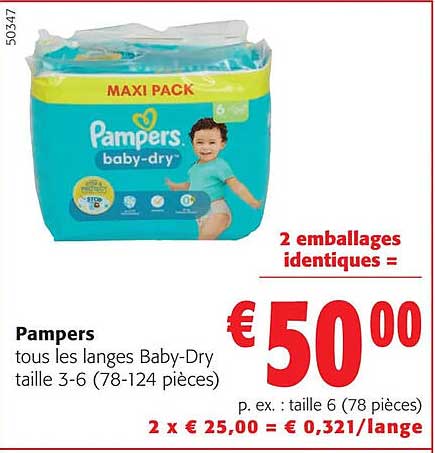 pampers tous les langes baby-dry taile 3-6