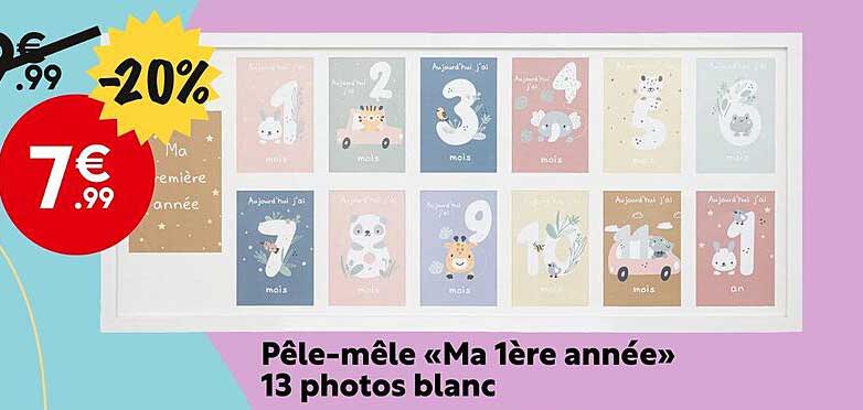 pêle-mêle "ma 1ère année" 13 photos blanc