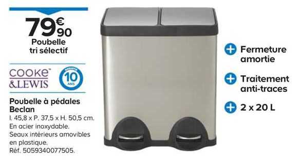poubelle à pédales beclan cooke & lewis