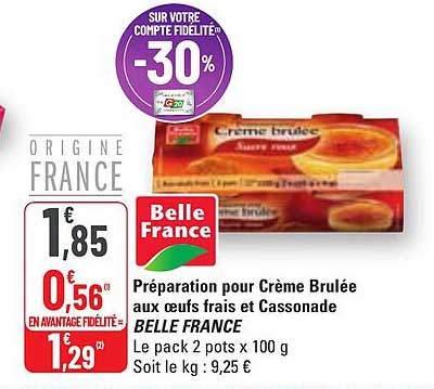 préparation pour crème brulée aux œufs frais et cassonade belle france
