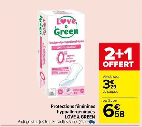 protections féminines hypoallergéniques love & green