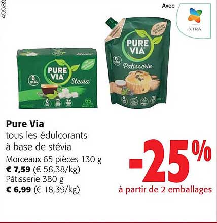 pure via tous les édulcorants à base de stévia