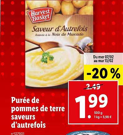 purée de pommes de terre saveurs d'autrefois harvest basket