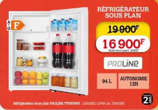 réfrigérateur sous plan proline