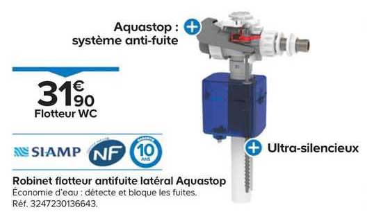 robinet flotteur antifuite latéral aquastop