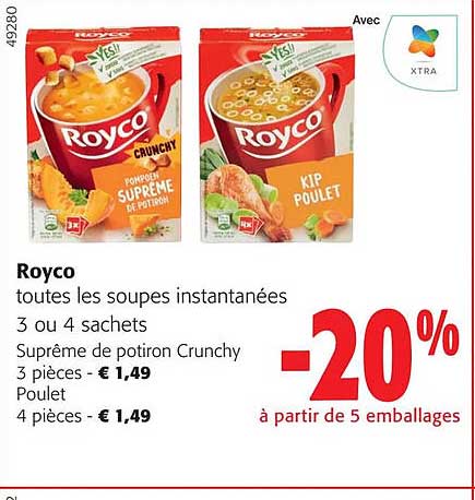 royco toutes les soupes instantanées 3 ou 4 sachets