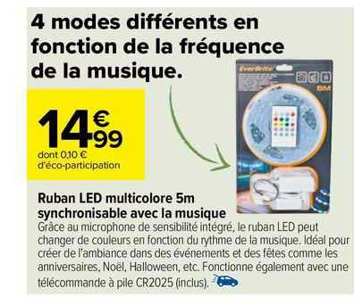 ruban led multicolore 5m synchronisable avec la musique