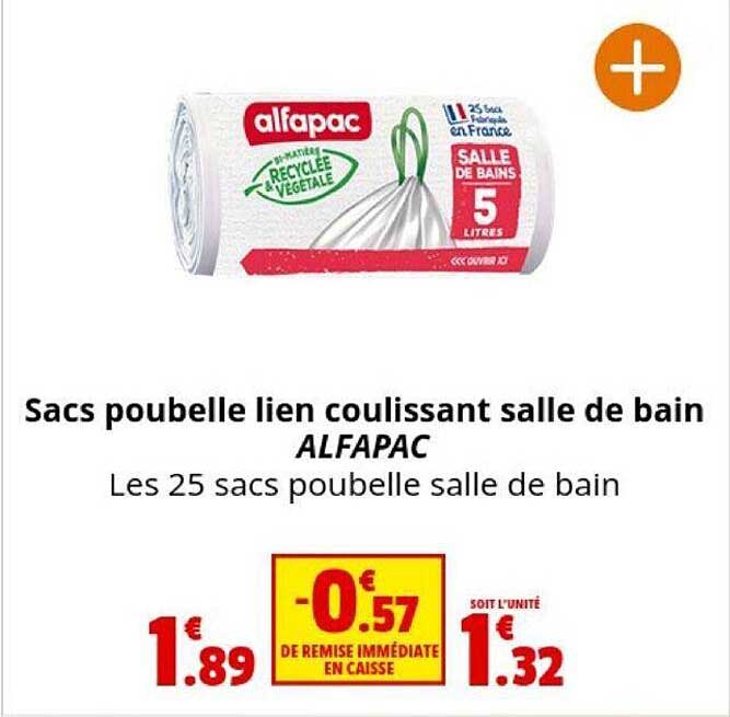 sacs poubelle lien coulissant salle de bain alfapac