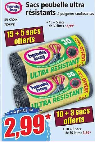 sacs poubelle ultra résistants handy bag