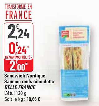 sandwich nordique saumon œufs ciboulette belle france