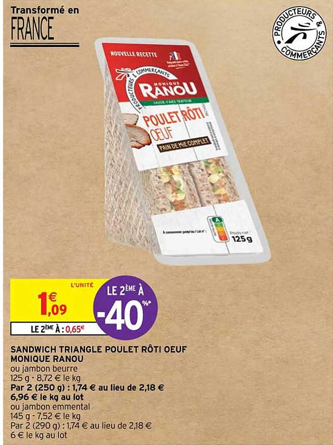 sandwich triangle poulet rôti œuf monique ranou