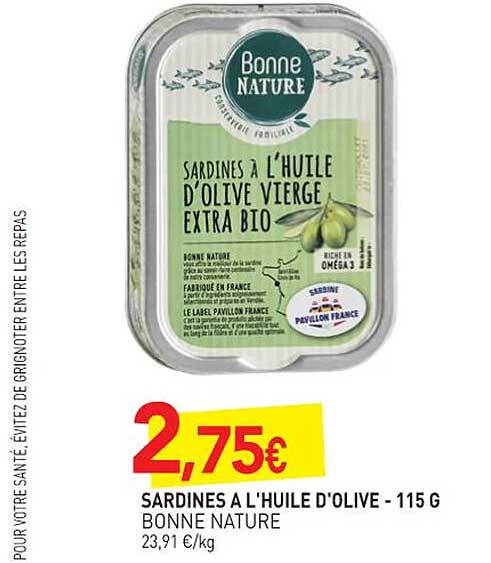 sardines à l'huile d'olive bonne nature - 115 g