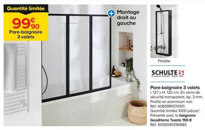 schultes pare-baignoires 3 volets