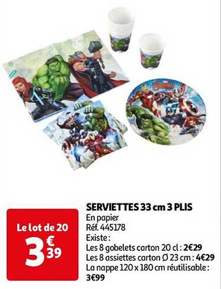 serviettes 33cm 3 plis