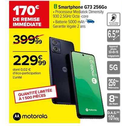 motorola smartphone g73 256go